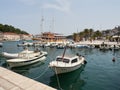 Jelsa, Croatia - July 25, 2021. Port and promenade in a charming town on the island of Hvar