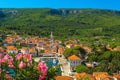 Jelsa old town with harbor view from the hill, Croatia