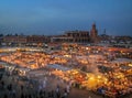 Jemaa el-Fnaa square at evening - Marakech, Morocco Royalty Free Stock Photo