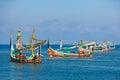 Traditional wooden fishing boats on Bali island