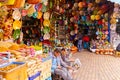 JEMMA DAR FNA, THE MAIN BAZAAR, MARRAKECH, MOROCCO, NOVEMBER 10, 2018. People walking on a corridor surrounded by booths Royalty Free Stock Photo