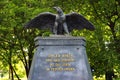 Jena, Germany - May 26, 2023: Monument to Johann Wolfgang von Goethe in Griesbach Garden, Jena.