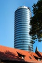 Jena, Germany - May 26, 2023: Modern Jen Tower skyscraper in Jena