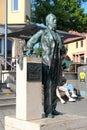 Jena, Germany - May 26, 2023: Sculpture of physicist, optical scientist and inventor Carl Zeiss in the center of Jena, Thuringia,