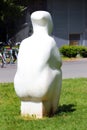 Jena, Germany - May 26, 2023: Statue of Atropos (The Death) by Anne-Katrin Altwein in Jena Paradies park.