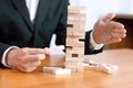 Jenga business game, business fulfillment Building a business base Failed business base Stable and unstable business base.