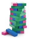 Jenga game of colorful wooden