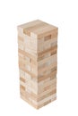 Jenga game. Jenga wooden blocks. Jenga tower isolated on white background. Royalty Free Stock Photo