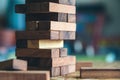 A Jenga or Tumble tower wooden block game