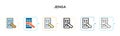 Jenga vector icon in 6 different modern styles. Black, two colored jenga icons designed in filled, outline, line and stroke style