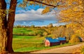 Jenne Farm with barn at sunny autumn morning