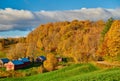 Jenne Farm with barn at sunny autumn morning