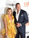 Jennifer Lopez and fiance Alex Rodriguez at premiere of Hustlers at the Toronto International Film Festival 2019 Royalty Free Stock Photo