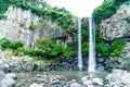 Jeongbang waterfall in Jeju Island Royalty Free Stock Photo