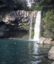 Jeongbang Waterfall in Jeju Island Royalty Free Stock Photo