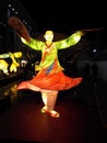 Paper sculpture of a woman illuminated from inside wearing the hanbok, traditional Korean dress at the Jeonju International Sori F