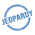 JEOPARDY text written on blue grungy round stamp