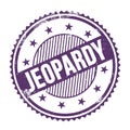 JEOPARDY text written on purple indigo grungy round stamp