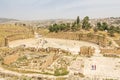 JERASH, JORDAN - APRIL 25, 2016: Roman Oval Forum Royalty Free Stock Photo