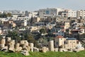 View to the residential area buildings of the city in Jarash, Jordan