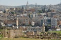 View to the residential area buildings of the city in Jarash