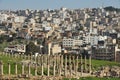 View to the residential area buildings of the city in Jarash