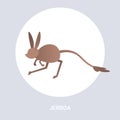 Jerboa icon cartoon endangered wild australian jaculus animal symbol wildlife species fauna concept flat