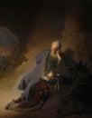 Jeremiah Lamenting the Destruction of Jerusalem, Rembrandt van Rijn, Rijksmuseum Royalty Free Stock Photo