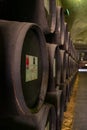 Winery with Many Wine Wooden Oak Barrels