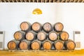 Winery with Many Wine Wooden Oak Barrels