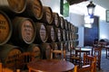 Cafe and barrels at the Harveys Bodega, Jerez de la Frontera.