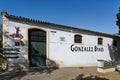 Jerez de la Frontera, Spain - September 7, 2023: View of one of the facades of Bodega Gonzalez Byass.