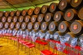 The flags of Gonzalez Byass wine importers, Real Bodega de la Concha of Tio Pepe winery, Jerez, Spain