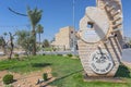 Jericho City of the Moon, a modern sculpture stands at the entrance of Jericho city, Palestine Territories