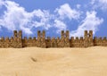 Jericho fortress in panoramic view. The place was the scene of a great battle of the Hebrew people narrated in the Bible Royalty Free Stock Photo