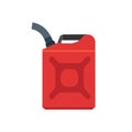 Jerry can red canister diesel handle flat cap jug vector icon. Produce machine gallon fuel. Car cantainer motor oil Royalty Free Stock Photo