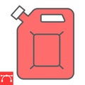 Jerrycan color line icon, fuel gallon and gas can, gasoline canister vector icon, vector graphics, editable stroke Royalty Free Stock Photo