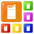 Jerrycan icons set vector color