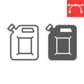 Jerrycan line and glyph icon, fuel gallon and gas can, gasoline canister vector icon, vector graphics, editable stroke Royalty Free Stock Photo
