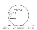 Jerrycan, plastic Canister in line drawing. Continuous single line Icon, outline sign in circle. Container for liquid or Royalty Free Stock Photo