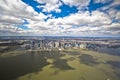 Jersey City and Hudson river aerial panoramic scenic view Royalty Free Stock Photo