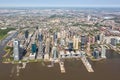 Jersey City near New York skyline with Hudson River aerial view photo in New Jersey, United States Royalty Free Stock Photo