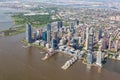 Jersey City near New York skyline with Hudson River aerial view photo in New Jersey, United States Royalty Free Stock Photo