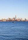 New York Brooklyn skyline. View from Statue of Liberty State Park. Royalty Free Stock Photo