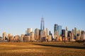 New York City downtown skyline. Financial district and World Trade Center. Royalty Free Stock Photo