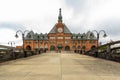 Jersey City, NJ / United States - Aug. 3, 2018: a landscape view of Central Railroad of New Jersey Terminal