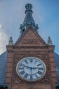 Jersey City, NJ, USA: The clock tower of the Central Railroad of New Jersey Terminal building Royalty Free Stock Photo