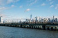 View of the Liberty Walkway, a promenade, stretching from the CRRNJ Terminal along the Royalty Free Stock Photo