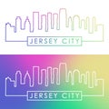 Jersey City skyline. Colorful linear style.