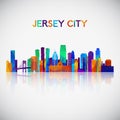 Jersey City skyline silhouette in colorful geometric style. Royalty Free Stock Photo